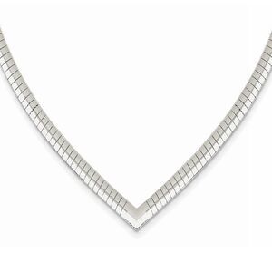 4mm Sterling Silver V-shaped Cubetto Chain Necklace, 17 Inch
